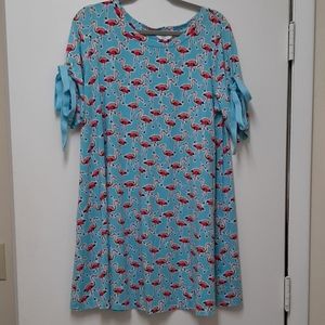 Crown & Ivy™ Tie Sleeve Swing Dress Flamingo